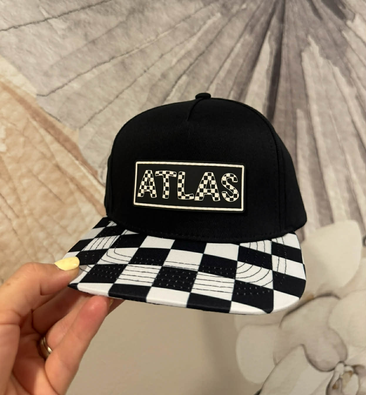 Children's Black Checkered Snapback