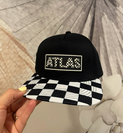 Children's Black Checkered Snapback