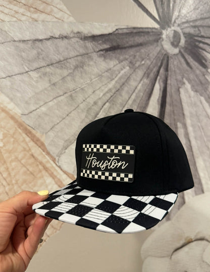 Children's Black Checkered Snapback