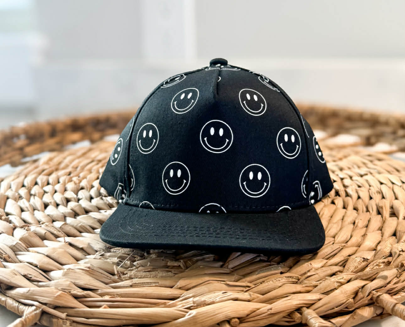 Children's Black Smiley Snapback
