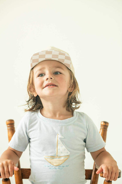 Children's Cream Checkered Snapback