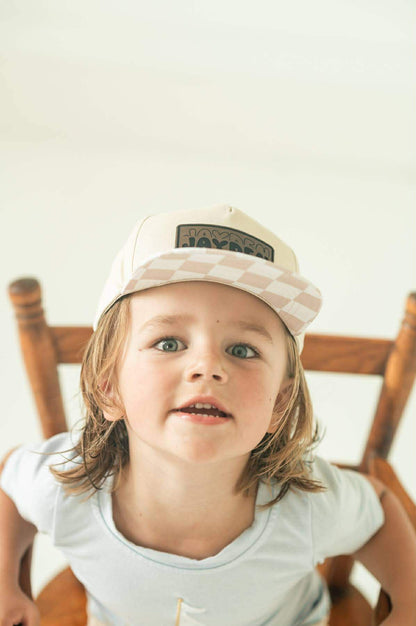 Children's Cream Checkered Snapback
