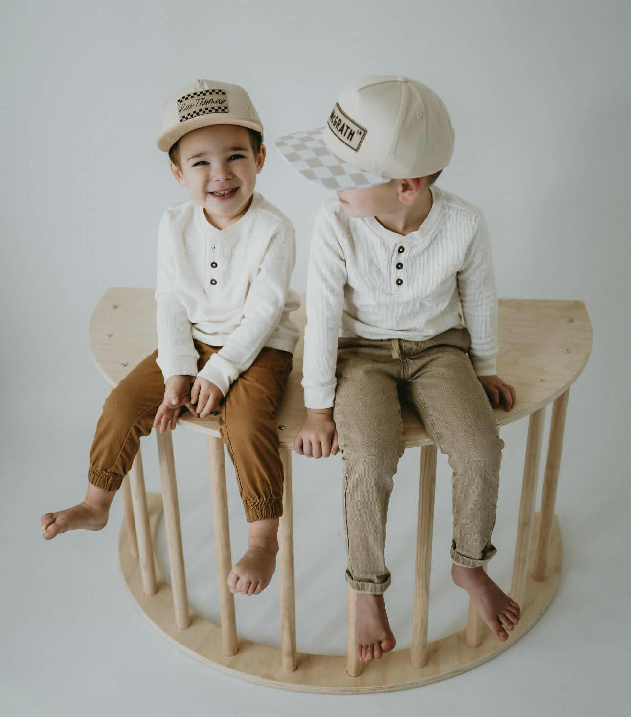 Children's Cream Checkered Snapback
