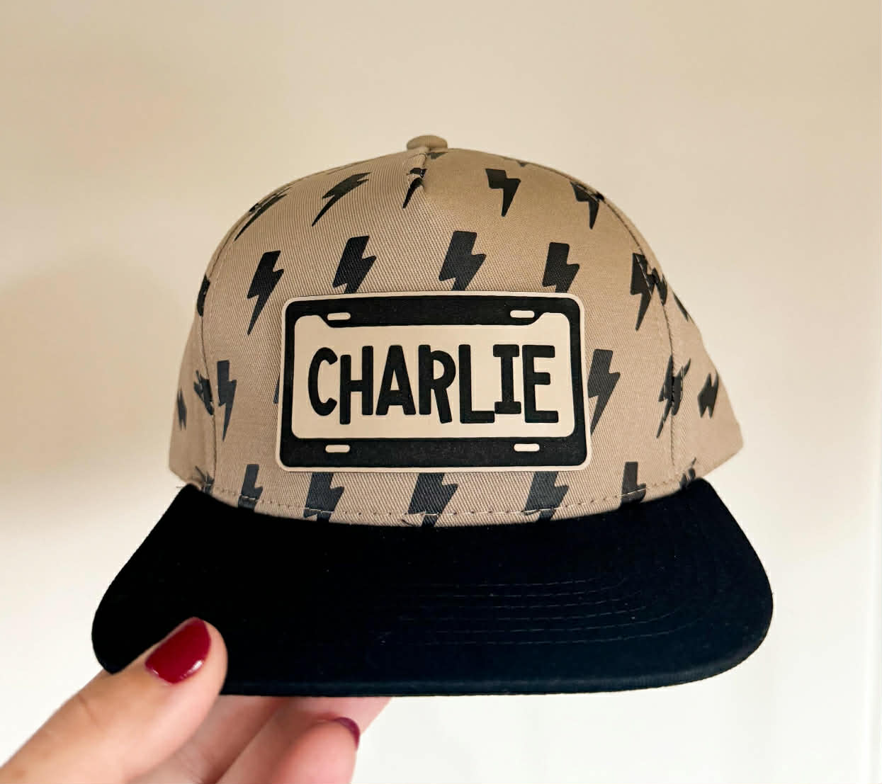 Children's Taupe Lightning Bolt Snapback