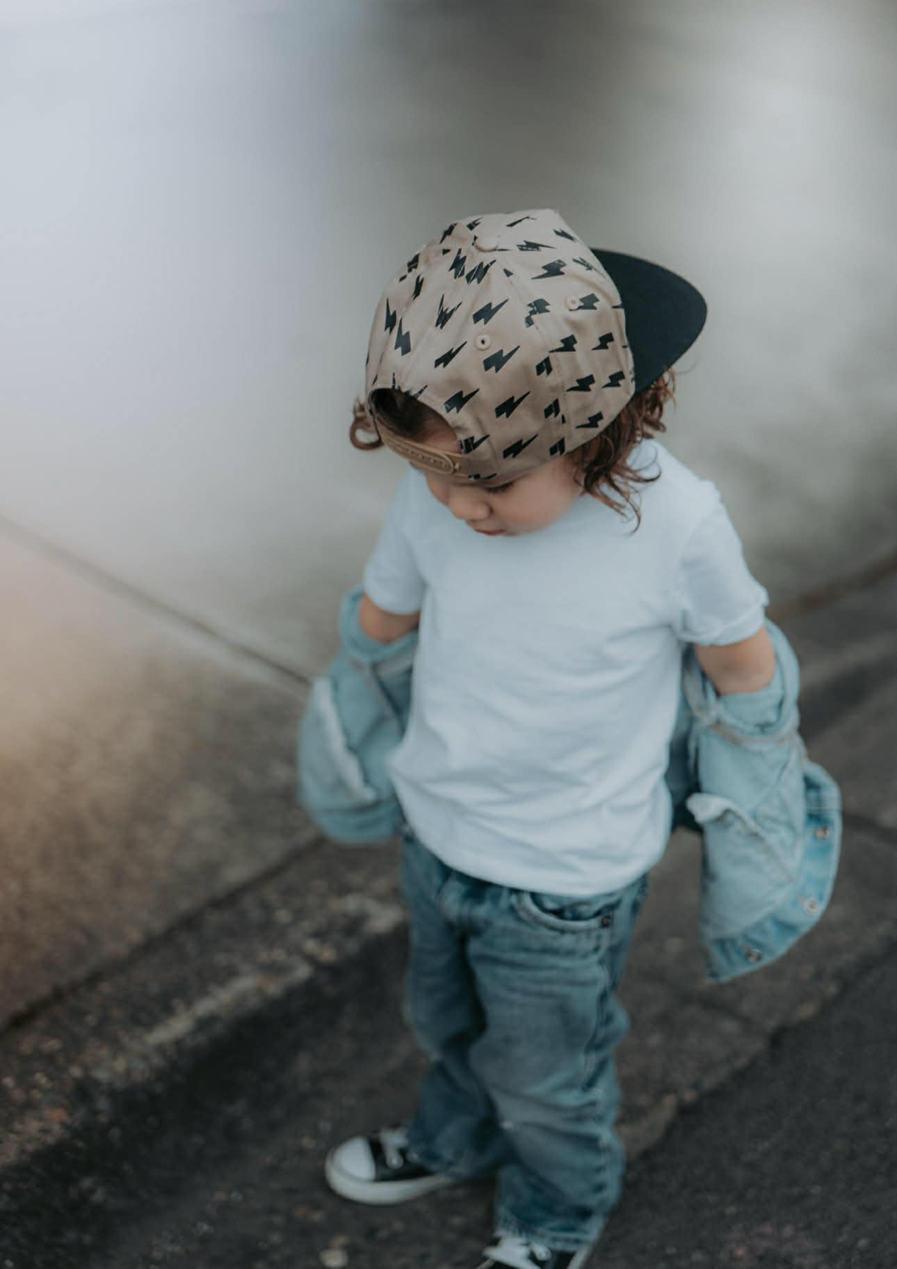 Children's Taupe Lightning Bolt Snapback