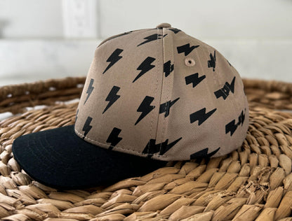Children's Taupe Lightning Bolt Snapback