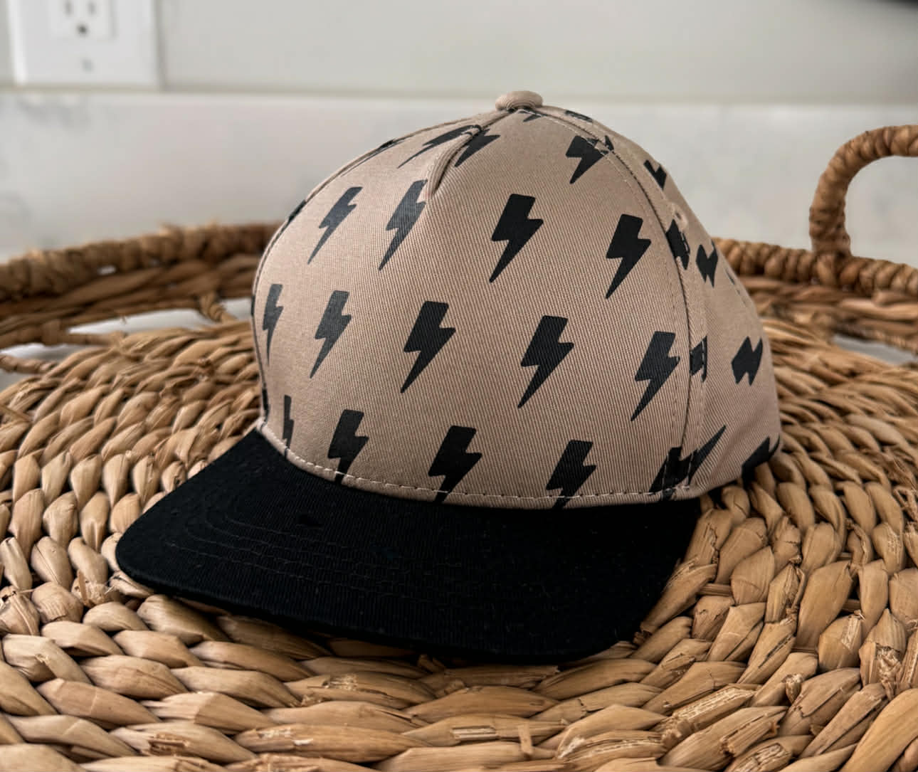 Children's Taupe Lightning Bolt Snapback