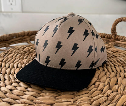 Children's Taupe Lightning Bolt Snapback