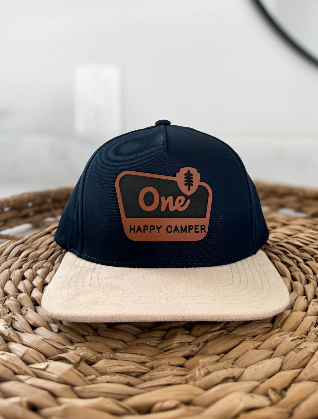 Children's Navy Cream Suede Snapback