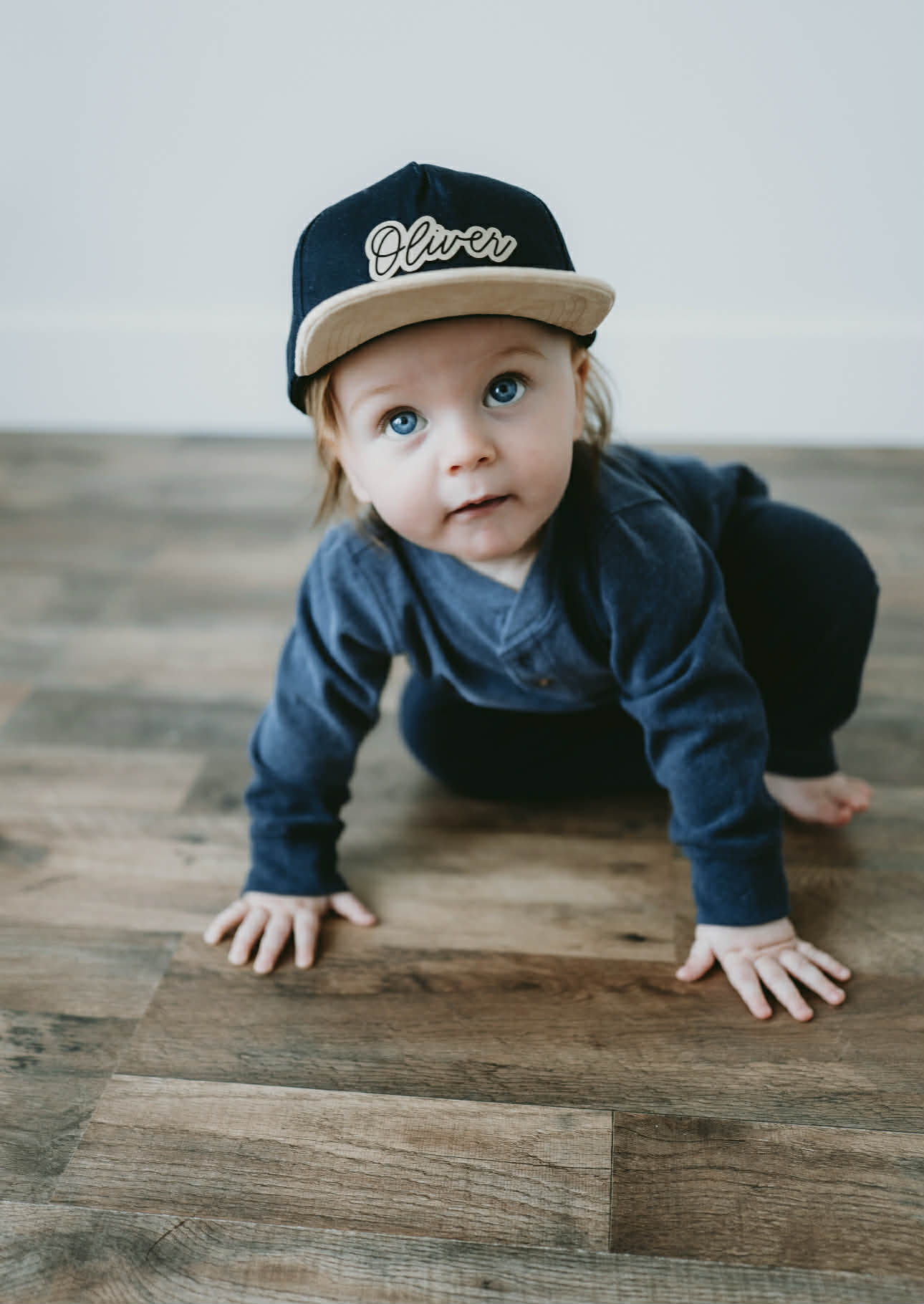 Children's Navy Cream Suede Snapback