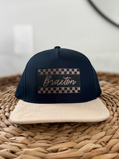 Children's Navy Cream Suede Snapback